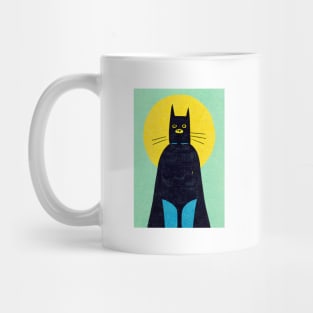 Retro Bat Cat Retro Poster Vintage Art Bat Wall Turquoise Movie Illustration Mug